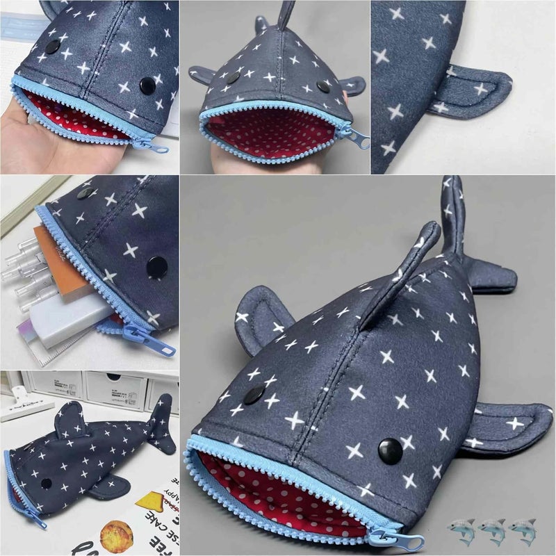 sunaeset Shark Small Pencil Case, Large Capacity Pencil Pouch Coin Purse Zipper Pencil Holder Box Marker Organizer Pen Bag, Cute Pencils Special Office Animal Stationery Supplies Bags For Women - Image 4